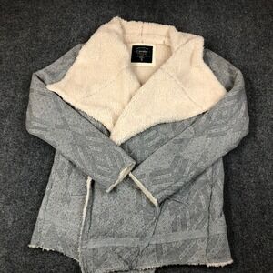 Cavalini Original Grey Faux Fur Sherpa Lined Geometric Cardigan Jacket SW26142M